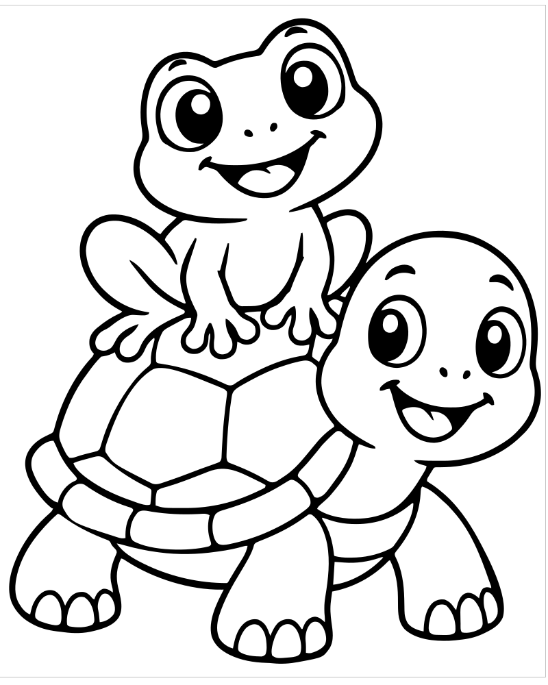 Frog and Turtle Friends — printable Frog coloring sheet for preschoolers