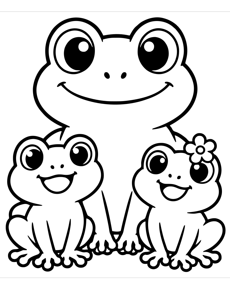 Frog Family — Frog coloring page to print for children