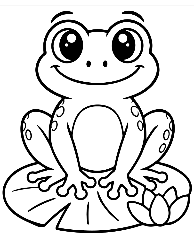 Frog on a Lily Pad — printable Frog coloring sheet for preschoolers