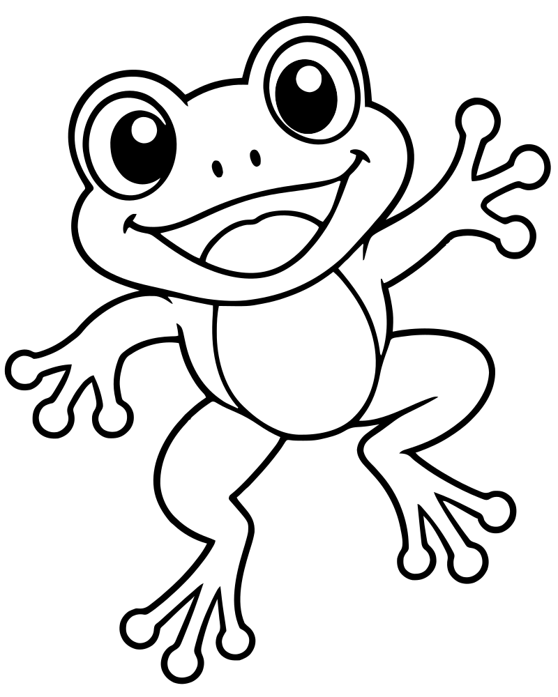 Printable leaping frog line art — Frog coloring page