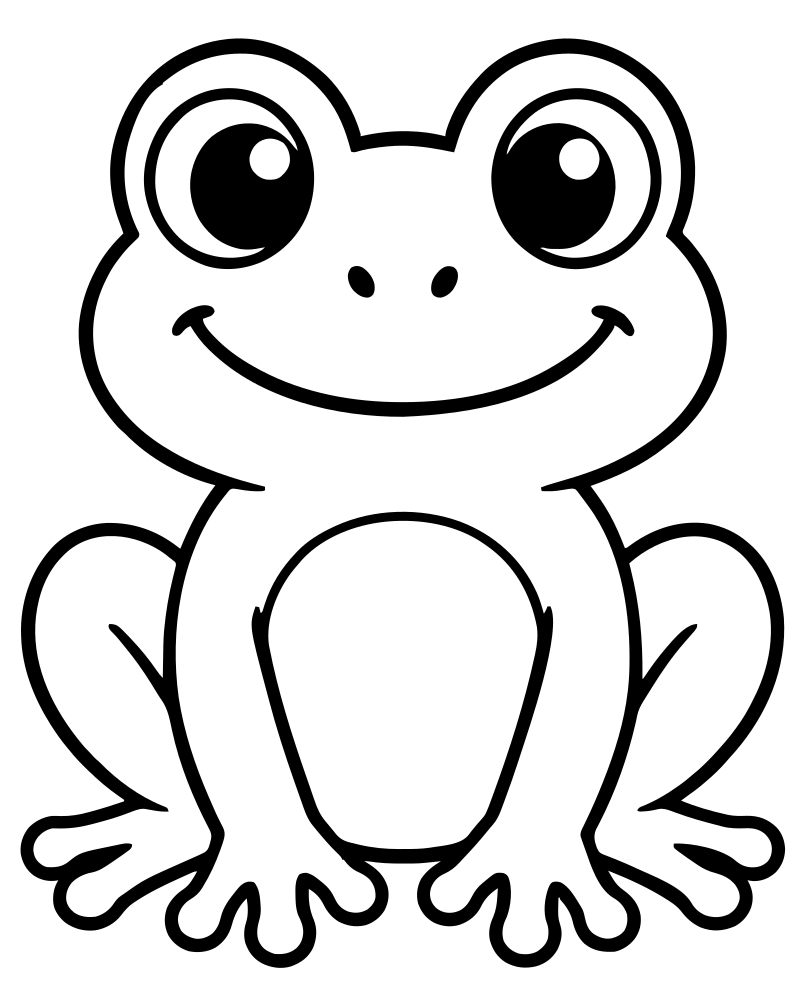 Printable simple frog for toddlers line art — Frog coloring page