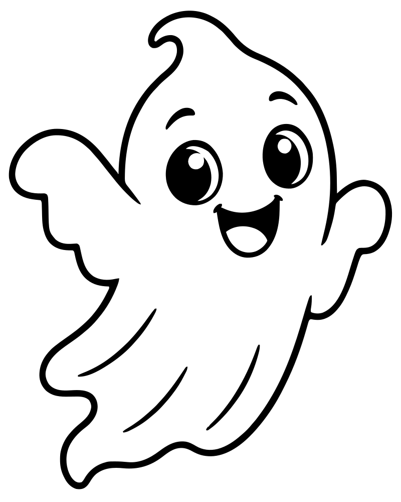 Flying Ghost — Ghost coloring page to print for children