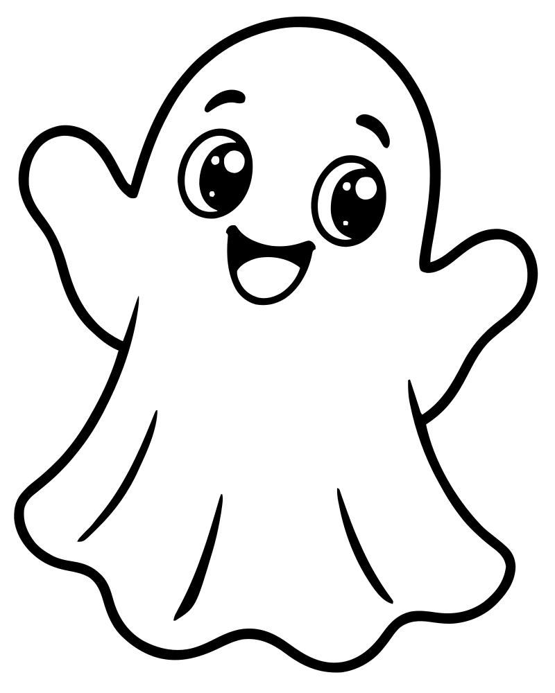 Friendly Ghost — free printable Ghost coloring page for kids