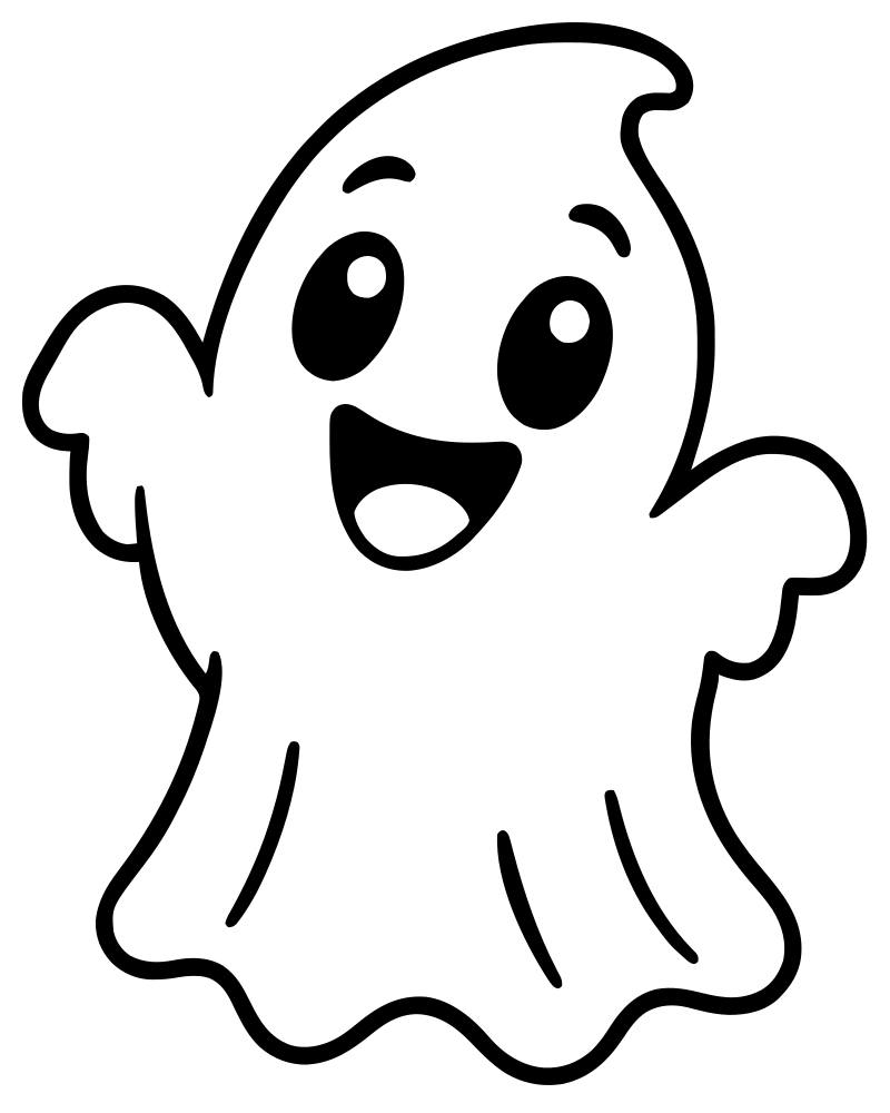 Ghost Saying Boo — Ghost coloring page to print for children