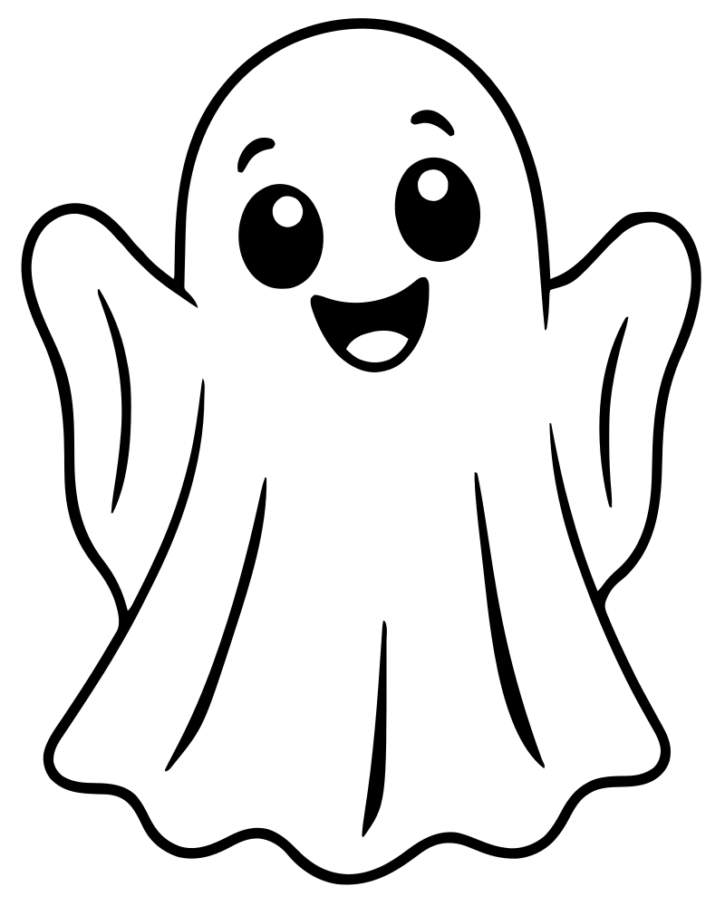 Ghost with a Sheet — printable Ghost coloring sheet for preschoolers