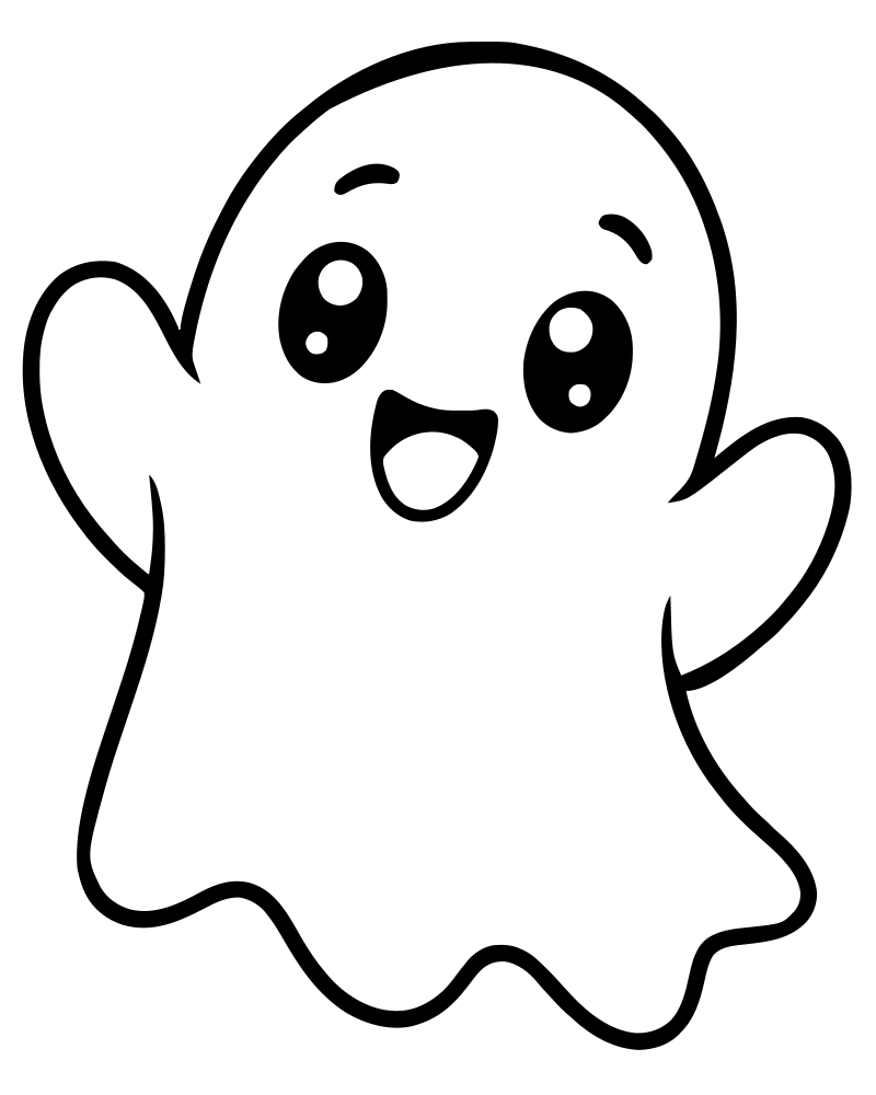 Printable little ghost line art — Ghost coloring page