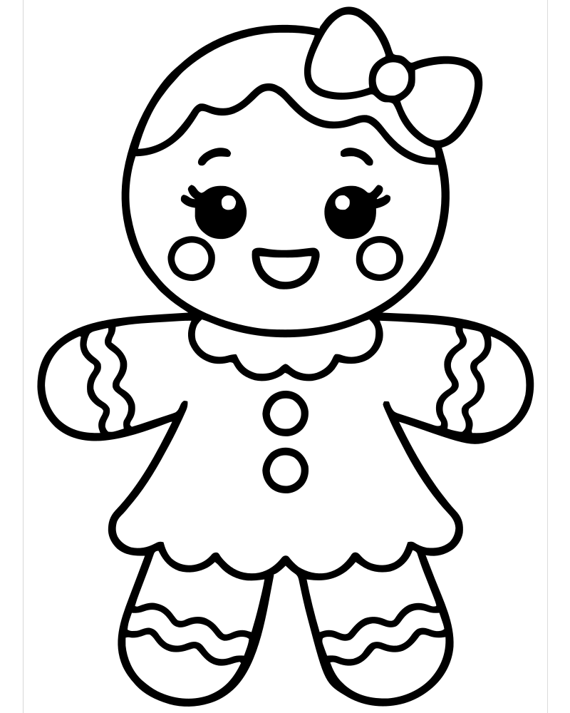 Gingerbread Girl — free printable Gingerbread coloring page for kids