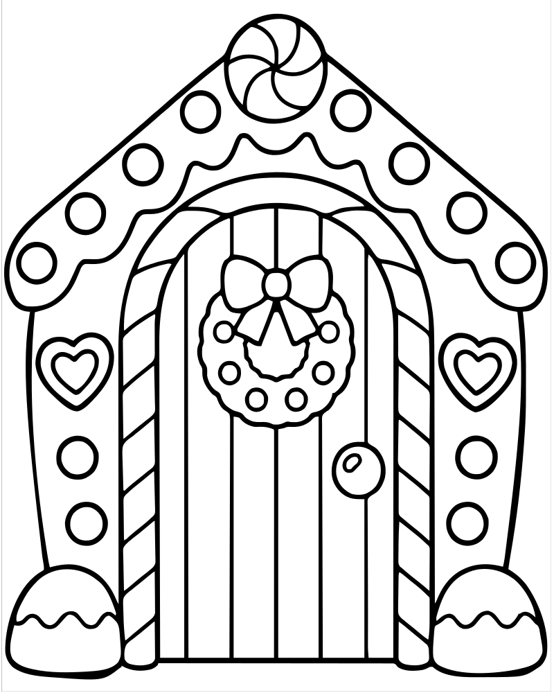 Gingerbread House Door picture to color — Gingerbread coloring page for kids