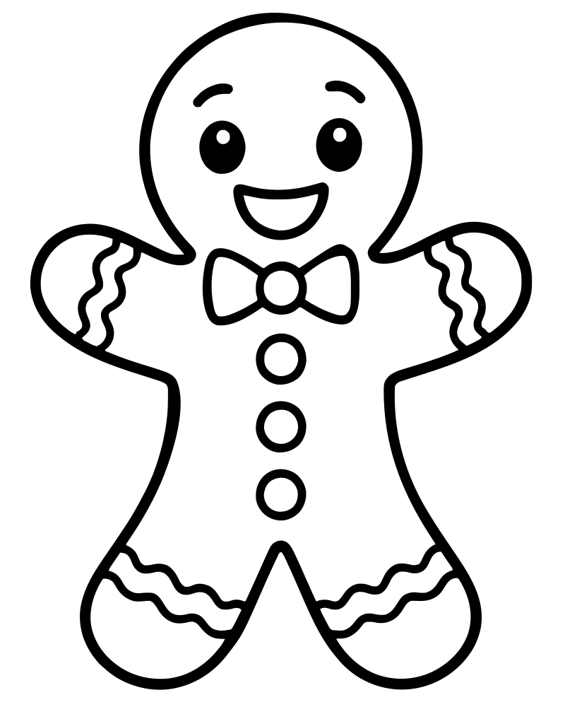 Gingerbread Man — free printable Gingerbread coloring page for kids