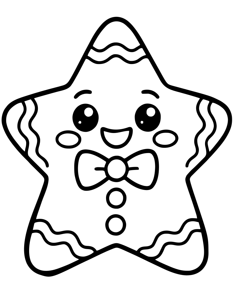 Gingerbread Star Cookie picture to color — Gingerbread coloring page for kids
