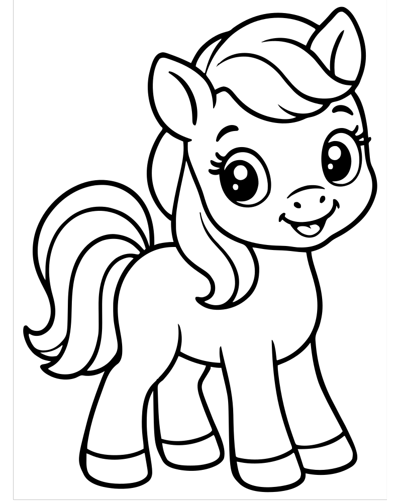 Baby Pony — printable Horse coloring sheet for preschoolers