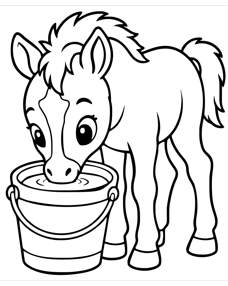 Foal Drinking Milk — free printable Horse coloring page for kids