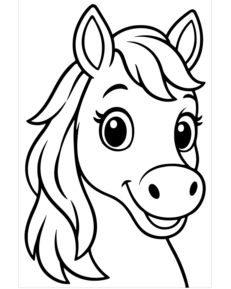 Horse Head Portrait picture to color — Horse coloring page for kids