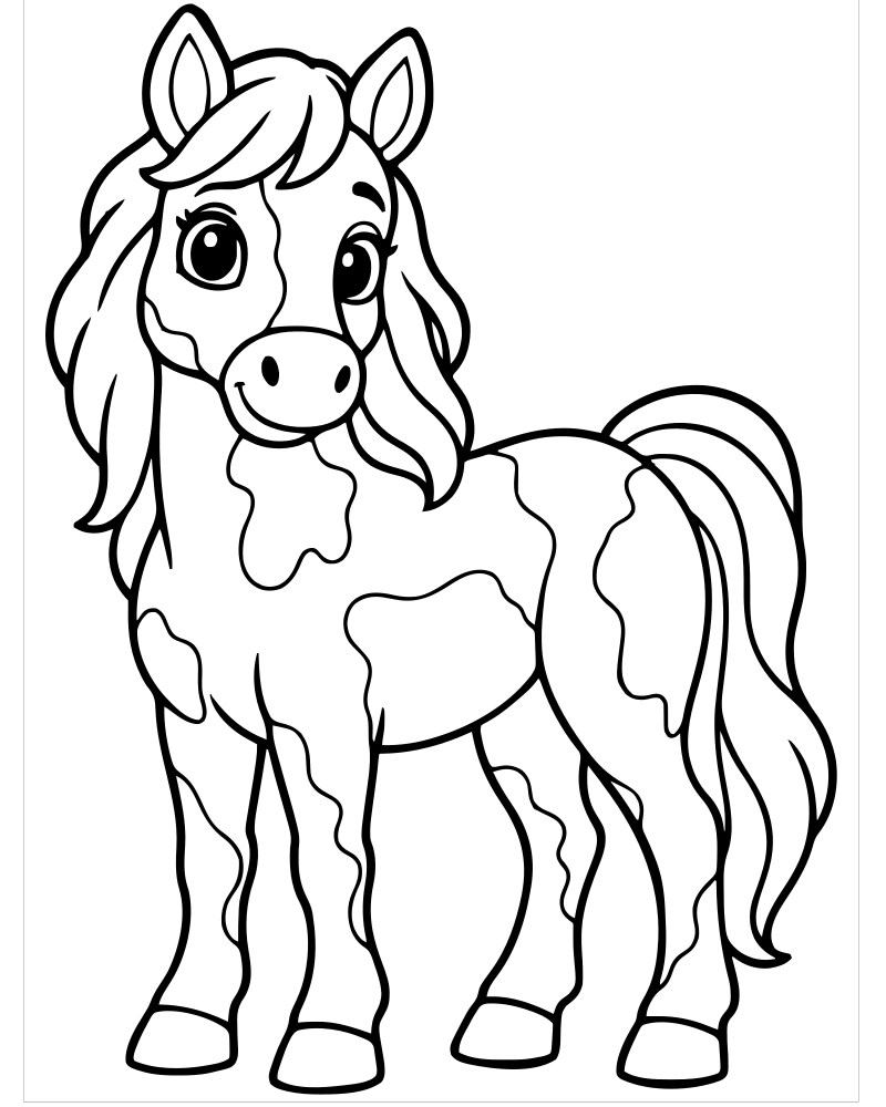 Pinto Horse — Horse coloring page to print for children