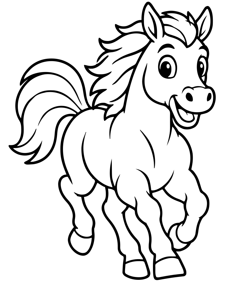 Running Mustangs — free printable Horse coloring page for kids