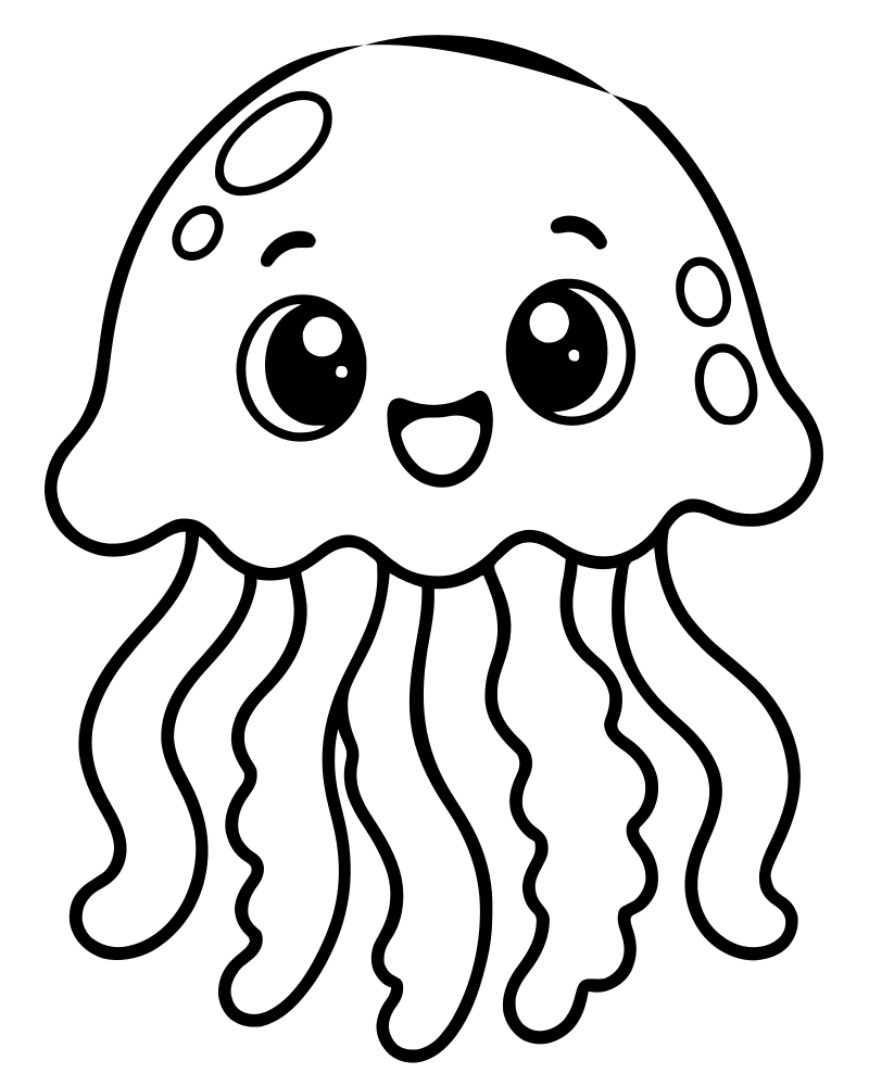 Baby Jellyfish — Jellyfish coloring page to print for children