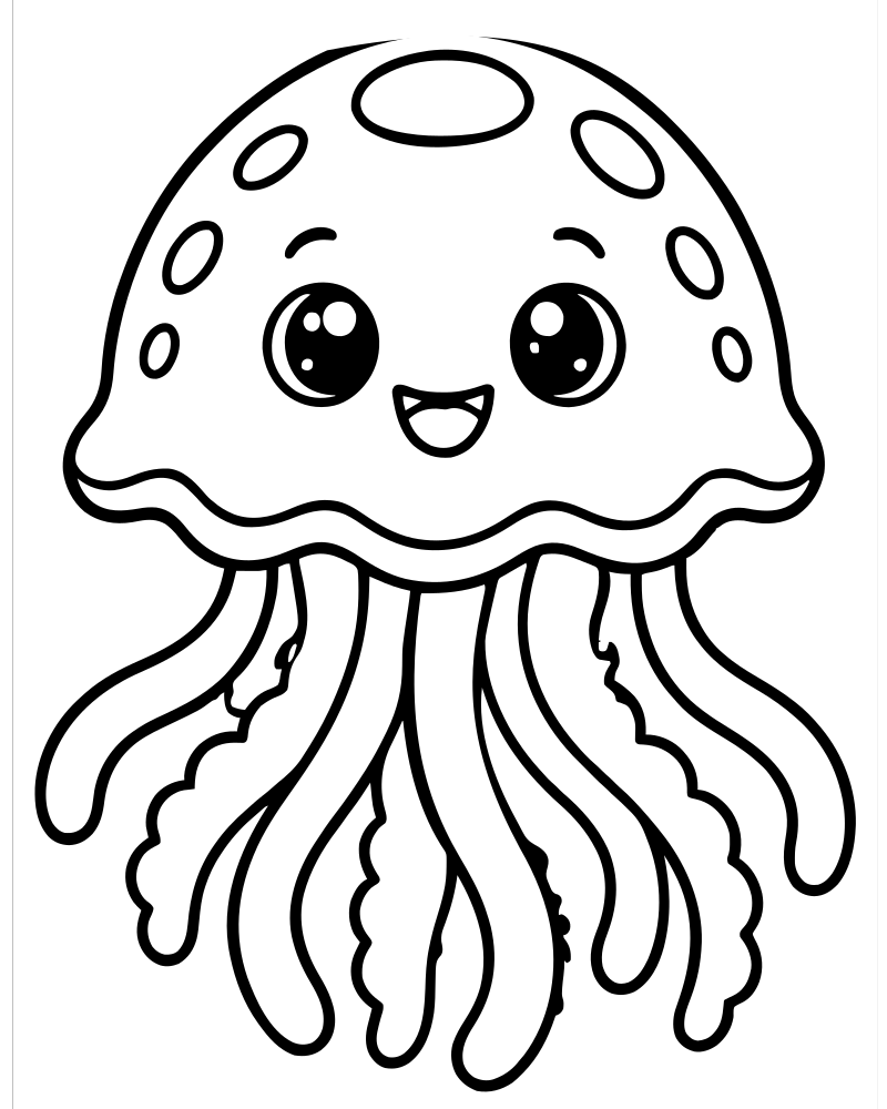 Glowing Jellyfish picture to color — Jellyfish coloring page for kids
