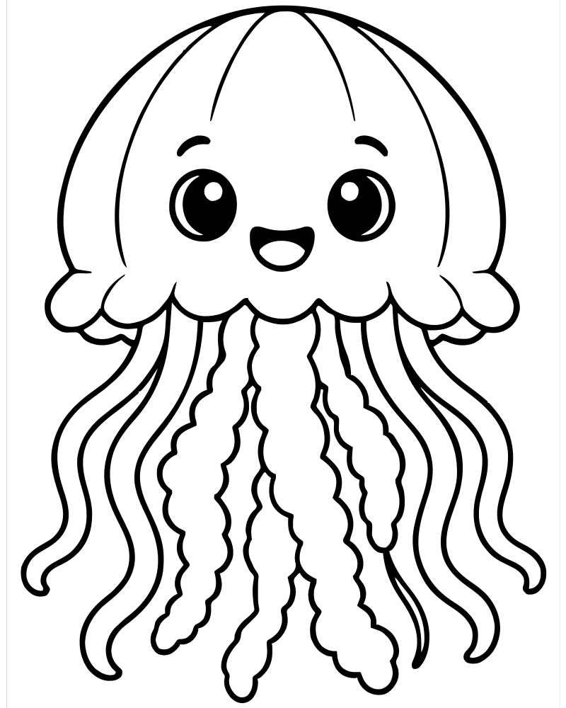 Jellyfish Close-Up — printable Jellyfish coloring sheet for preschoolers