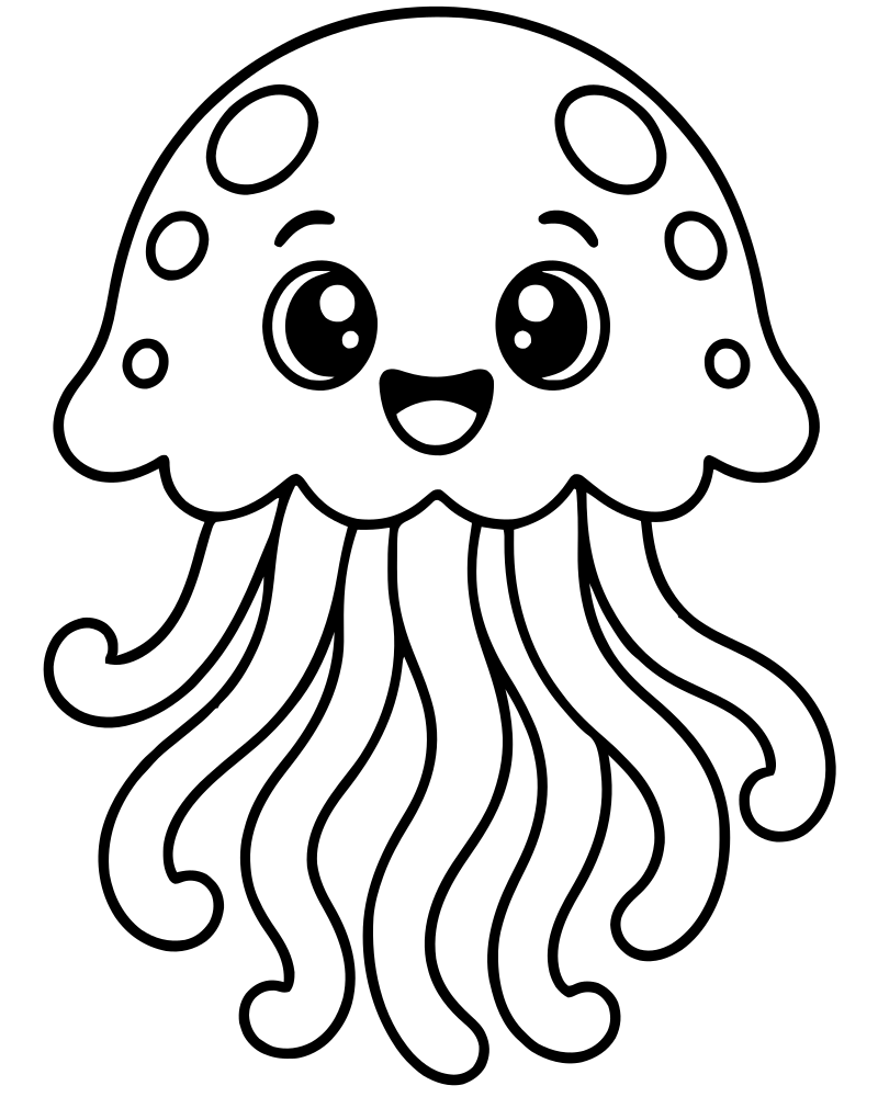 Jellyfish Dance — Jellyfish coloring page to print for children