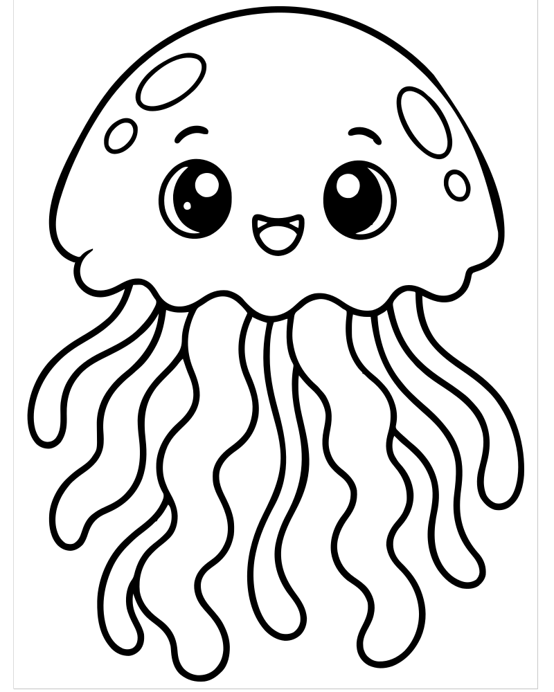 Jellyfish Floating — free printable Jellyfish coloring page for kids