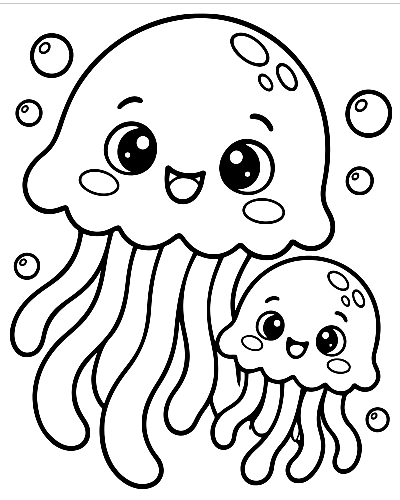 Jellyfish Friends — printable Jellyfish coloring sheet for preschoolers