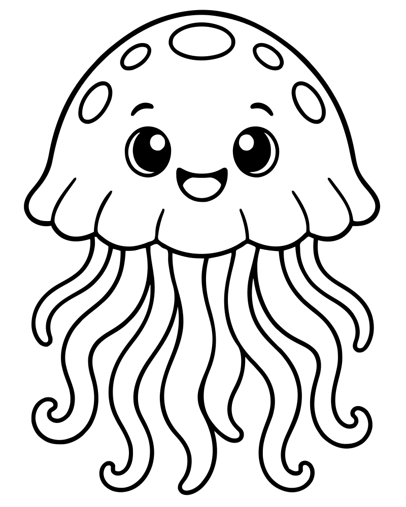 Jellyfish in the Deep Sea — free printable Jellyfish coloring page for kids
