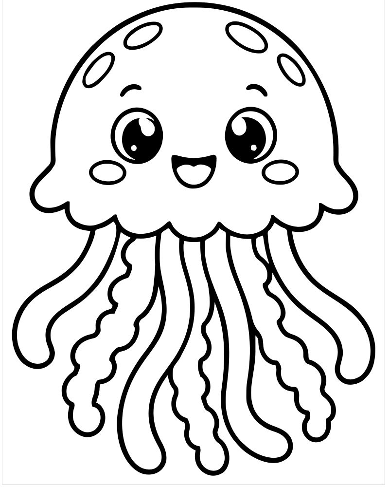 Pink Jellyfish — Jellyfish coloring page to print for children