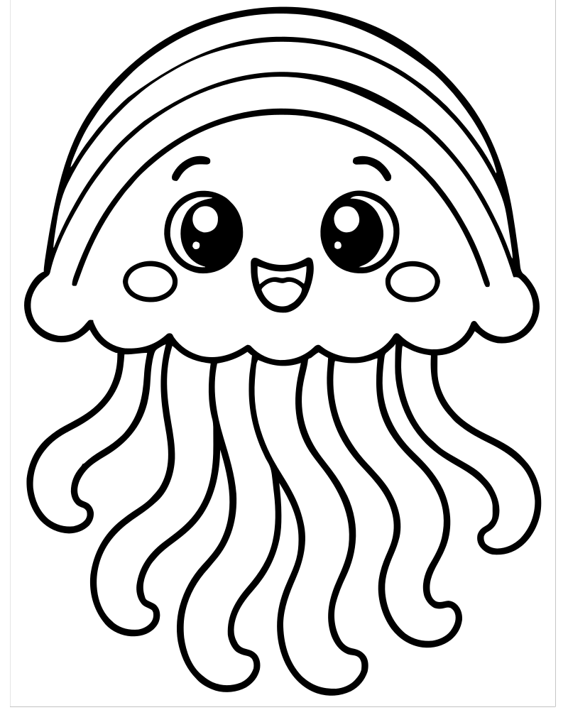 Rainbow Jellyfish — printable Jellyfish coloring sheet for preschoolers