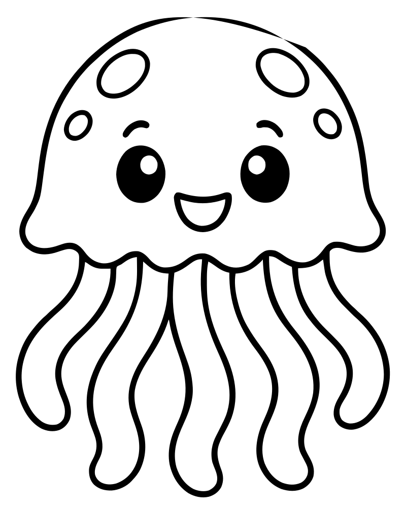 Simple Jellyfish for Toddlers — free printable Jellyfish coloring page for kids
