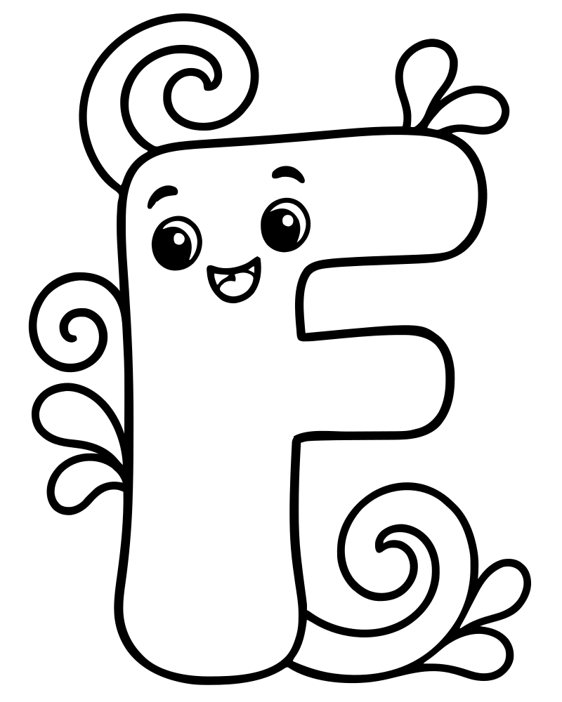 Letter F Swirls — free printable Letter coloring page for kids
