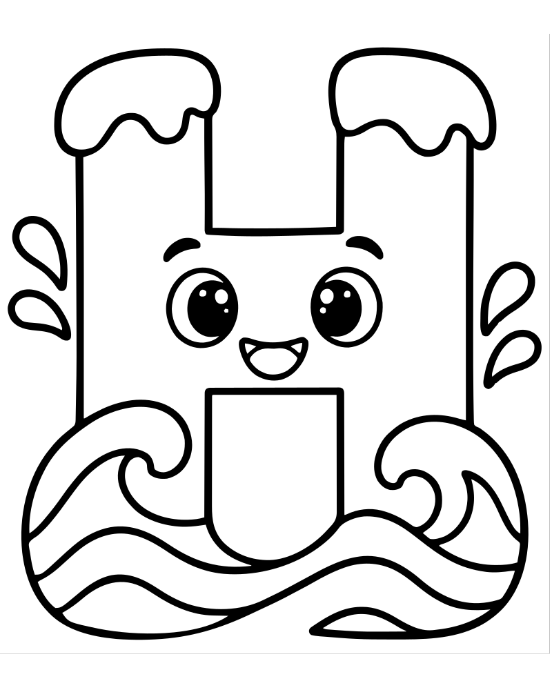 Letter H Waves picture to color — Letter coloring page for kids