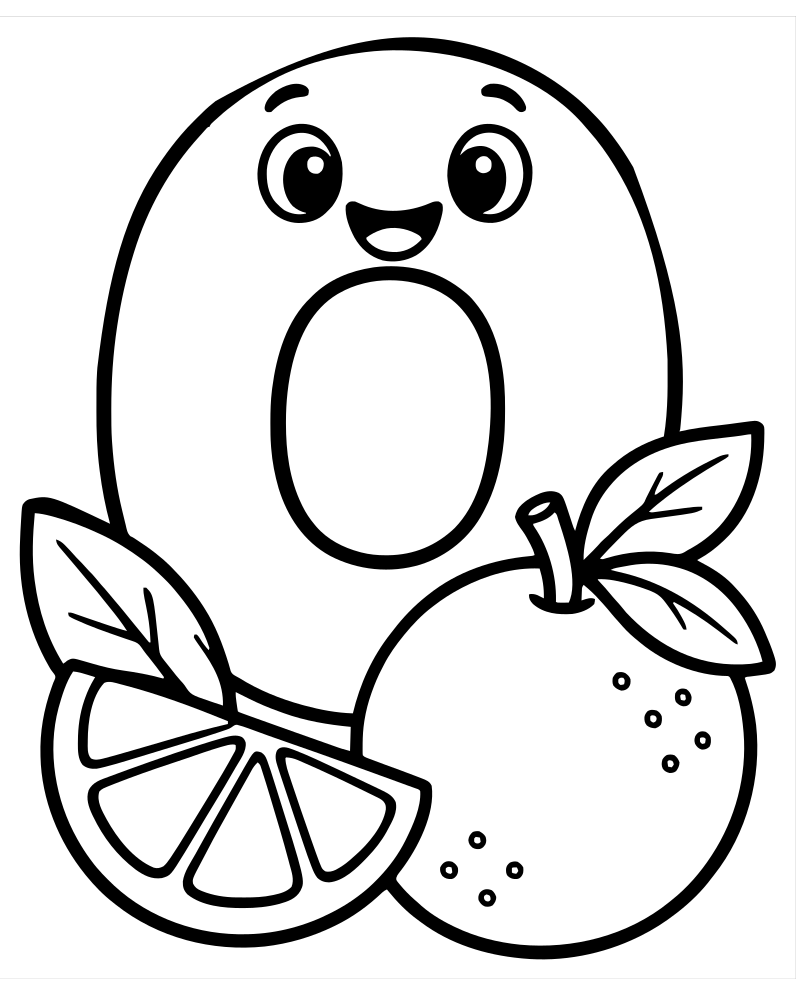 Printable letter o oranges line art — Letter coloring page