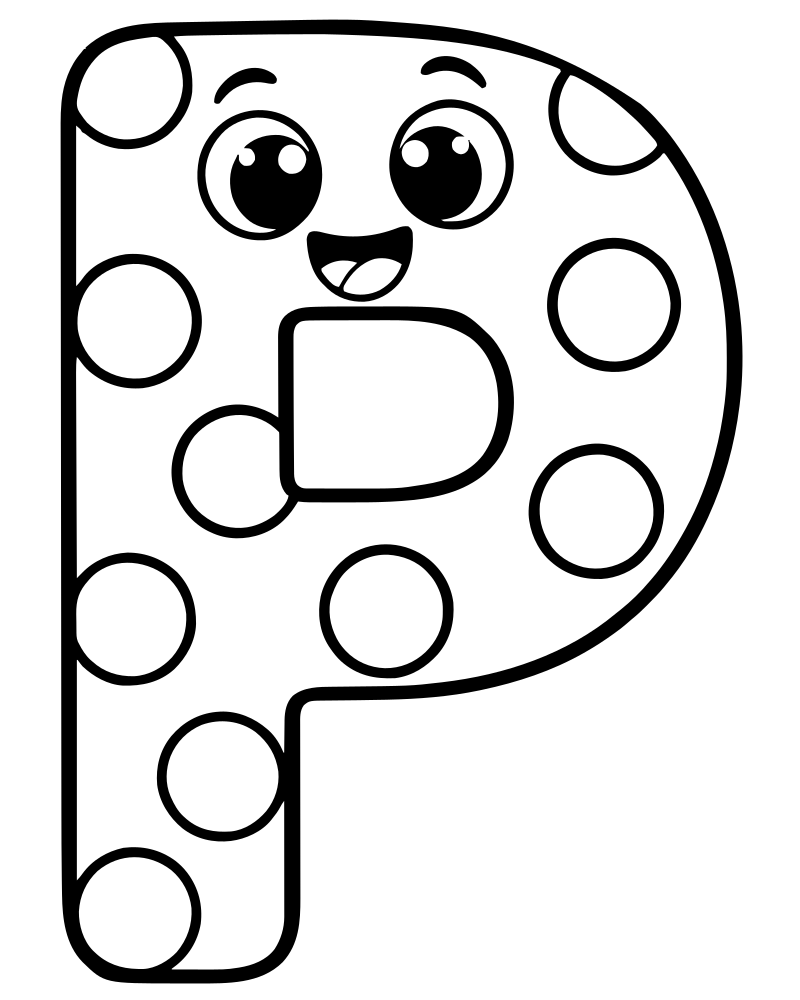 Letter P Polka Dots — free printable Letter coloring page for kids