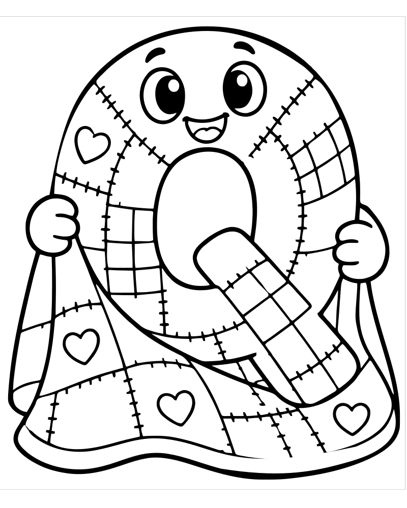Letter Q Quilts — printable Letter coloring sheet for preschoolers