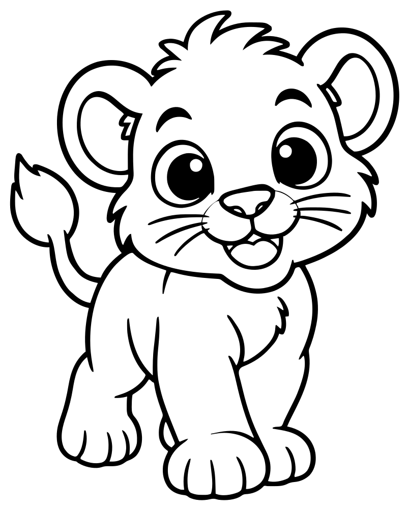 Baby Lion Walking — printable Lion coloring sheet for preschoolers
