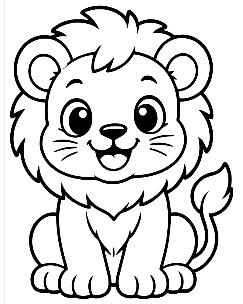 Chibi Lion — Lion coloring page to print for children