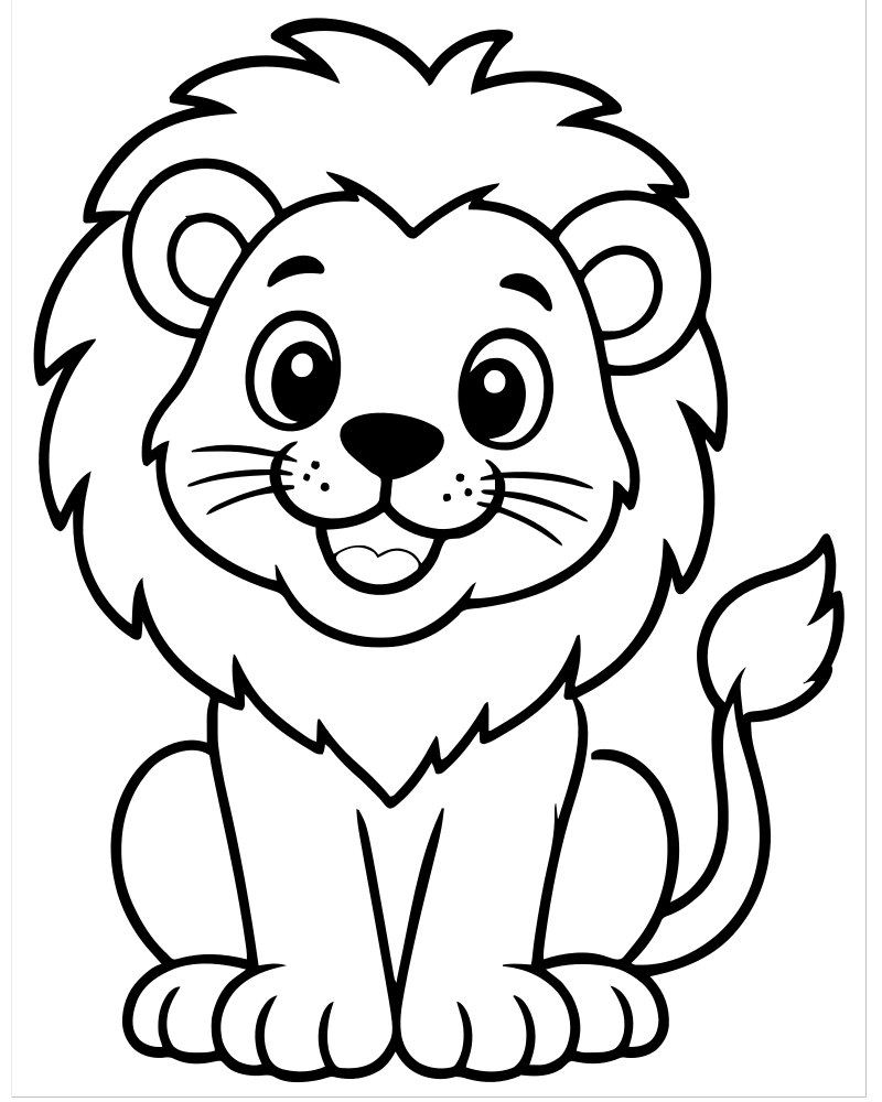 Printable lion in the savanna line art — Lion coloring page