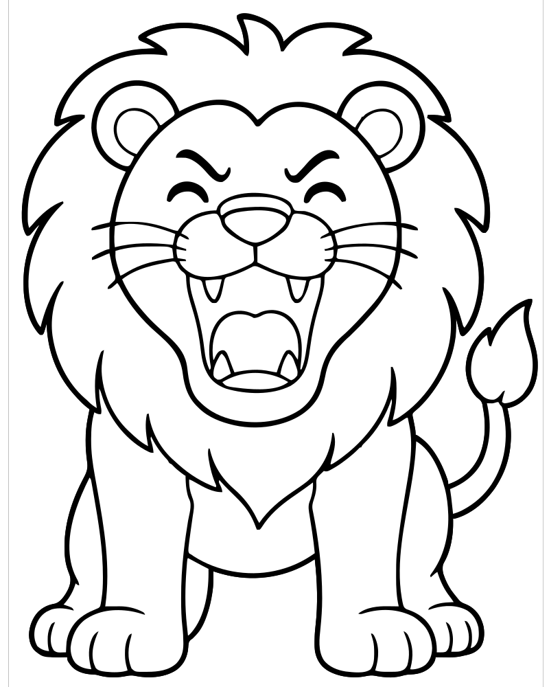 Lion Roaring — Lion coloring page to print for children