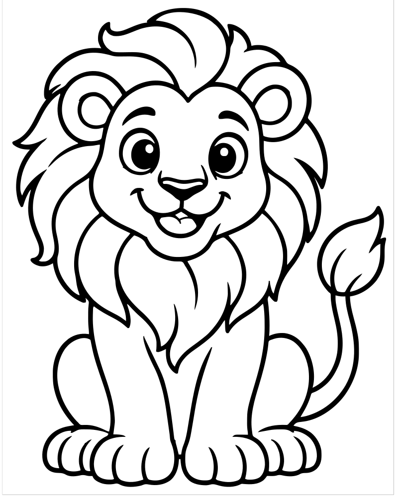 Lion with Flowing Mane — free printable Lion coloring page for kids