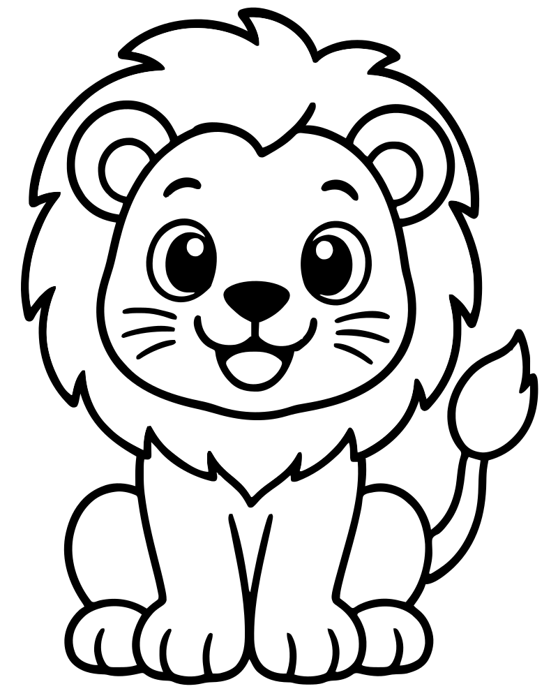 Simple Lion for Toddlers — printable Lion coloring sheet for preschoolers