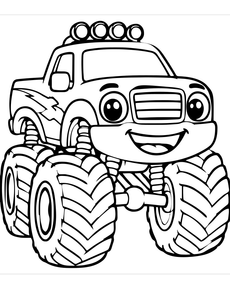 Blue Monster Truck — Monster Truck coloring page to print for children