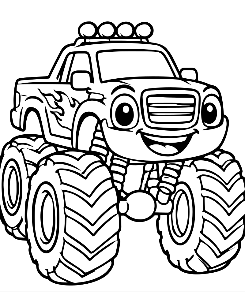 Printable monster truck big wheels line art — Monster Truck coloring page