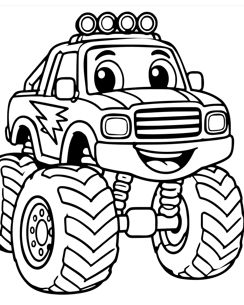 Monster Truck Close-Up — printable Monster Truck coloring sheet for preschoolers