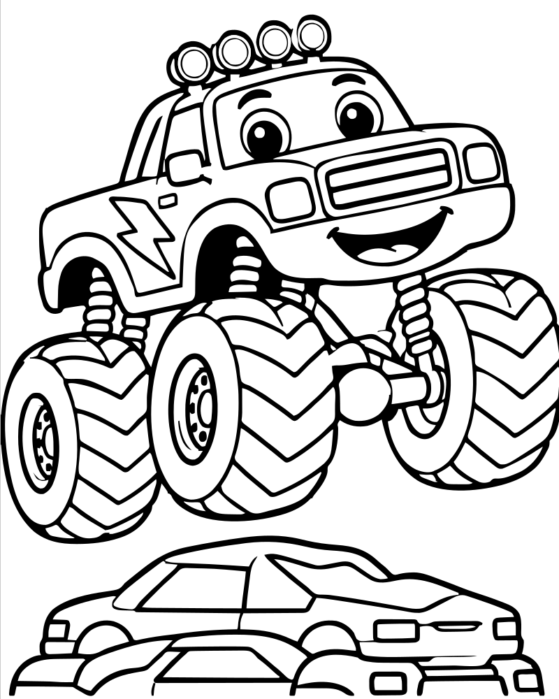 Monster Truck Freestyle — Monster Truck coloring page to print for children