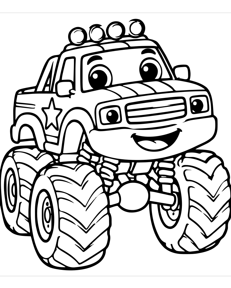 Monster Truck Rally — printable Monster Truck coloring sheet for preschoolers