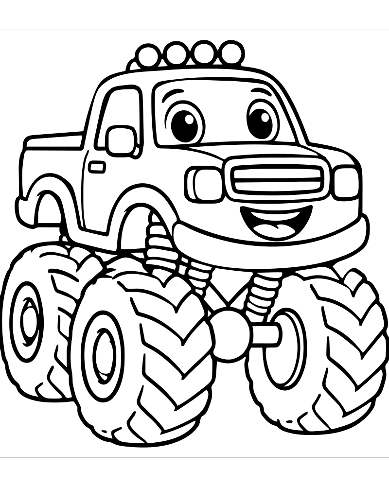 Simple Monster Truck for Toddlers — free printable Monster Truck coloring page for kids