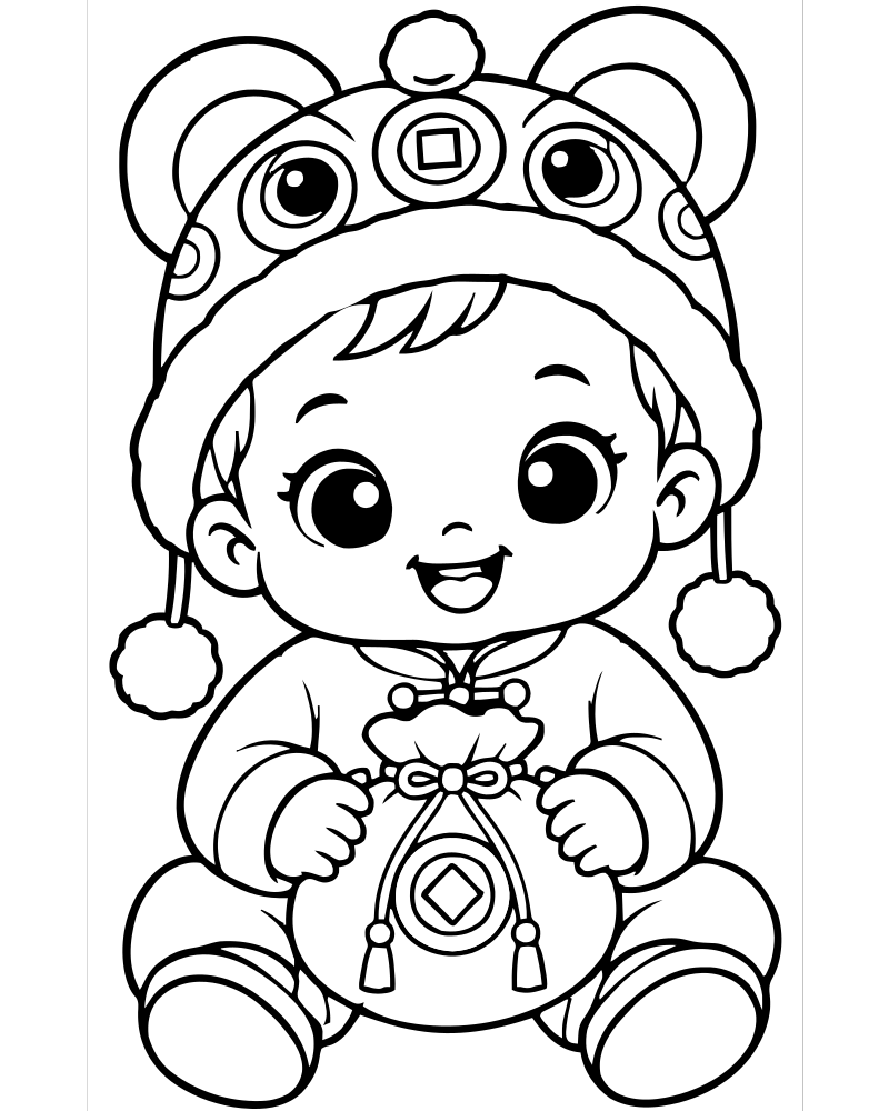 New Year Baby — free printable New Years coloring page for kids