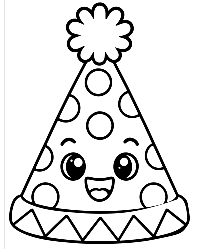 Party Hats — free printable New Years coloring page for kids