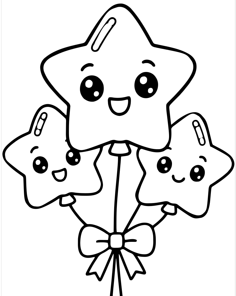 Star Balloons — New Years coloring page to print for children