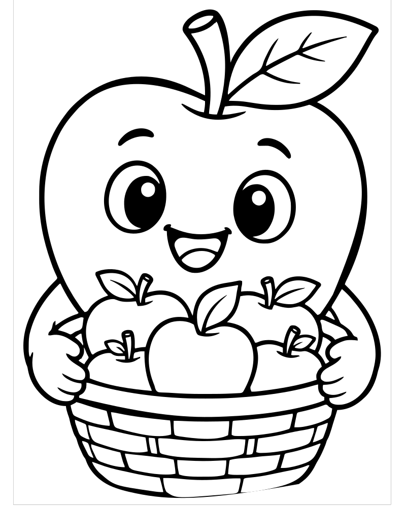 Count the Apples — Number coloring page to print for children
